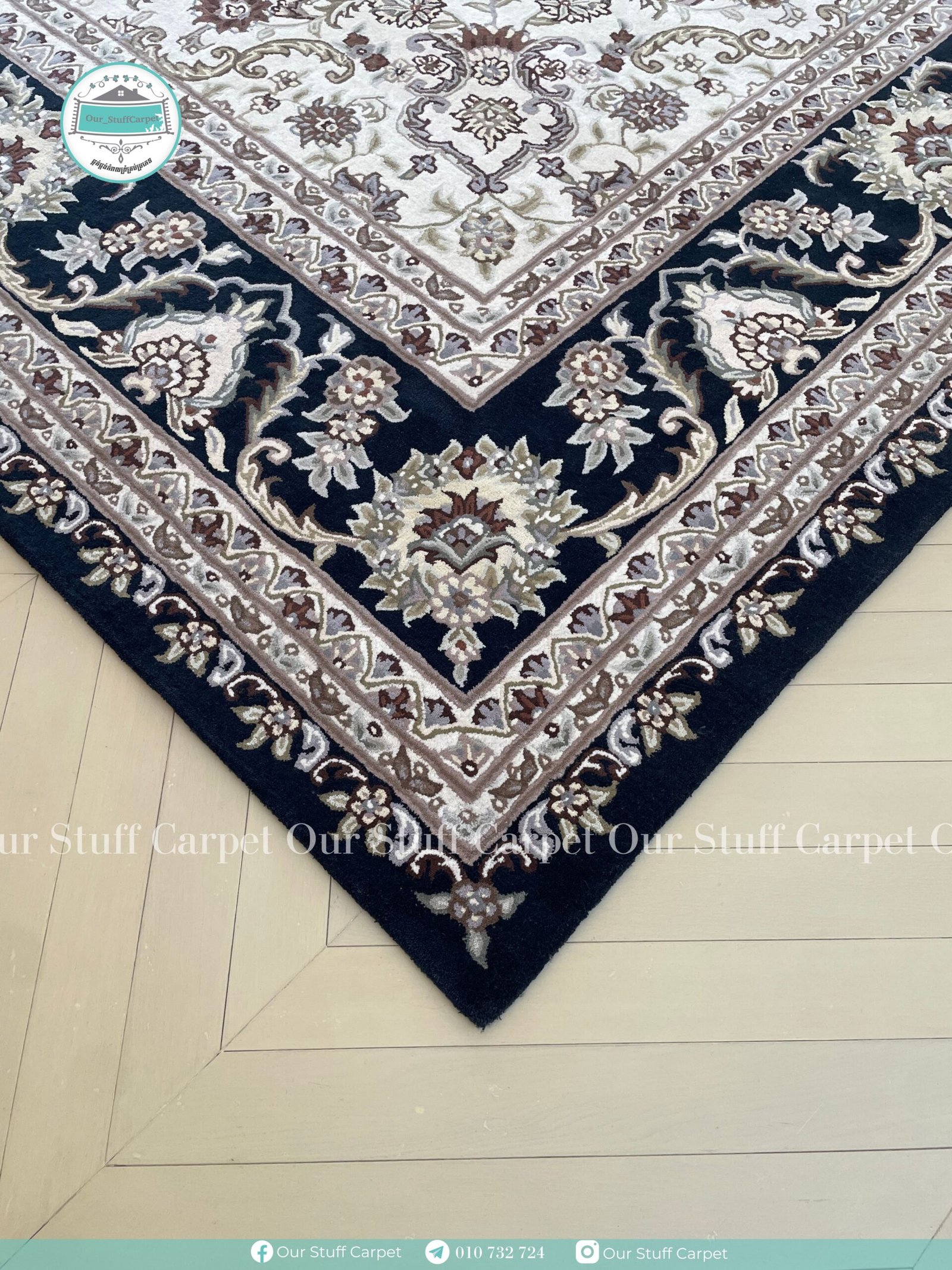 Persian rug installation in Phum Krersh Ta Khmao house 6