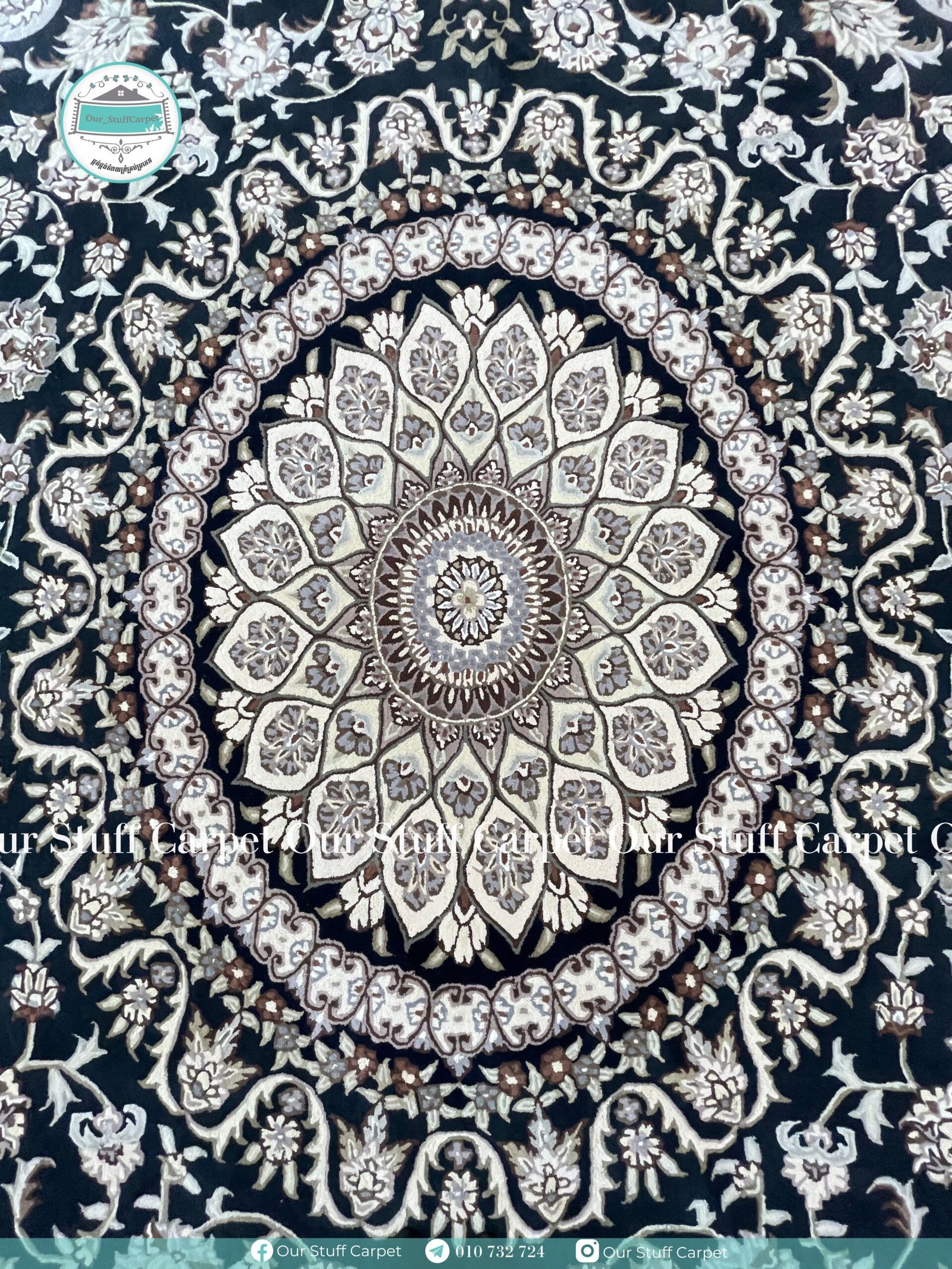 Persian rug installation in Phum Krersh Ta Khmao house 2